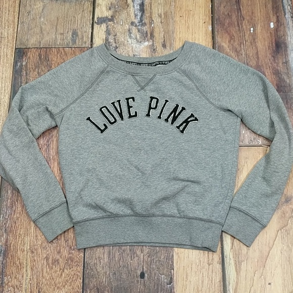 PINK Victoria's Secret Tops - Love Pink Victoria's Secret Grey Crewneck Size Sm